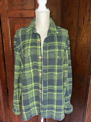 Camisa para mujer Urban Outfitters azul marino lima a cuadros sarga abotonada talla mediana chaqueta Foto 1 de 4
