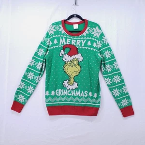 The Grinch Merry Grinchmas Knit Ugly Christmas Crewneck Sweater Large Dr. Seuss  - Picture 1 of 19
