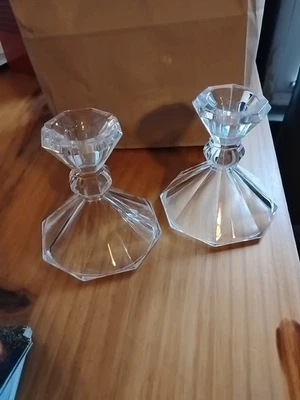 Juego de 2 soportes para candelabros vintage 24 % cristal de plomo completo de 4" H Foto 1 de 4