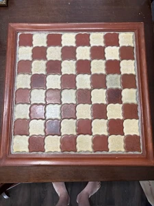 Vintage Wood With Tile Chess Board 23 Inches By 23 Inches - Picture 1 of 3