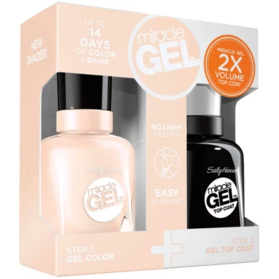 SALLY HANSEN MIRACLE GEL PREMIUM NAGELLACK 14,7ml + TOPCOAT VERSIEGELUNG - Bild 1 von 2