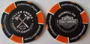KILLER CREEK HARLEY-DAVIDSON Roswell GA Black/Orange Signature Poker Chip - Picture 1 of 3