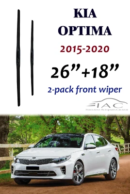 适用于起亚 Optima 16 - 20 26 英寸 + 18 英寸前挡风玻璃三节 Wiper Blade 2 包 — 第 1/2 张图片