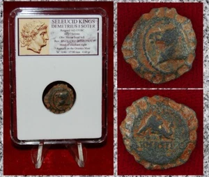 Ancient GREEK Coin Seleucid King DEMETRIUS I SOTER Head Of Horse and Elephant - Picture 1 of 4