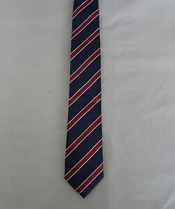 Navy, Red & White Striped Silk Classic Woven Horse Show Tie *New*