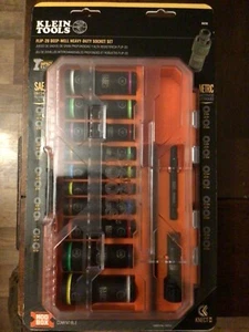 NEW!! Klein Tools 65239 Flip-20 Deep Impact Socket Set, 20 SAE & Metric Socket - Picture 1 of 2