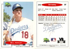 Bill Ashley 1991 Classic Best Baseball Card 210  Vero Beach Dodgers