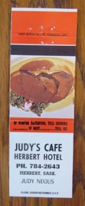 HERBERT, SASKATCHEWAN STREICHHOLZSCHACHTELHÜLLE: JUDY'S CAFE STREICHHOLZHÜLLE (JUDY NEGUS) -D - Bild 1 von 1