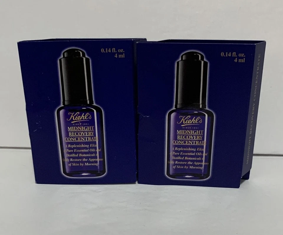 Lot 2X Kiehl's Midnight Recovery Concentrate 0.14oz/4ml each (Total 0.28oz/8ml)
