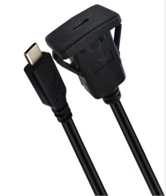 USB-C 2.0 Male to USB C Female Flush Panel Mount Extension Cable 480Mbps - 1m  - Image 1 of 4