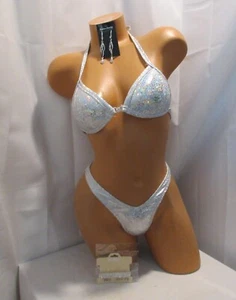 NPC  COMPETITION WELLNESS GLASS HOLOGRAM  POSING SUIT brand new never worn - Picture 1 of 6