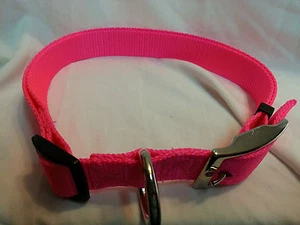 1 Adjustable Double Bar Buckle Dog Collar METAL BUCKLES Medium 15 to 25 inches - Picture 1 of 3