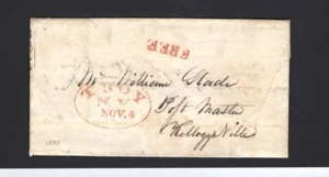 USA-1830-FOLDED ENVELOPE-STAMPLESS-FREE-TROY NY-BROWNED-AVERAGE-#616 - Picture 1 of 3