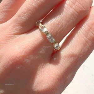 Natural Aquamarine Gemstone Cocktail Ring Size 6.5 10k Yellow Gold Jewelry - Picture 1 of 10