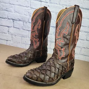 Anderson Bean Pirarucu Fish Cowboy Boots Men's Size 10.5 D Exotic - Picture 1 of 13