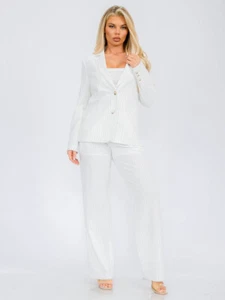 WOMEN'S LONG SLEEVE BLAZER AND PANTS SET - Picture 1 of 6