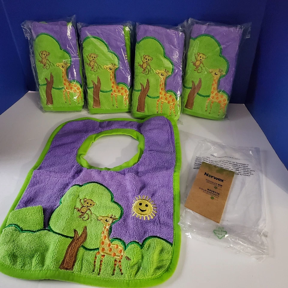 LOTE NOVO de 5 babadores infantis Norwex  - Imagem 1 de 3