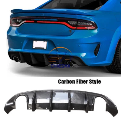 For 2015-2024 Dodge Charger SRT Rear Diffuser Bumper Lip Valance Carbon Look Foto 1 de 4
