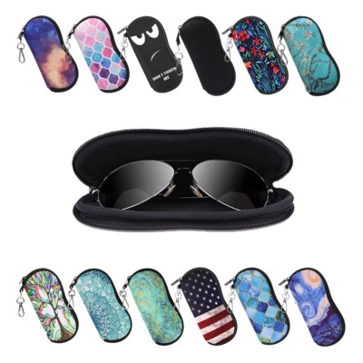 Glasses Case with Carabiner, Portable Neoprene Zipper Sunglasses Soft Case - Image 1 of 4