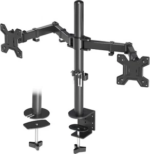 Dual Monitor Arm Mount for for 13-27" Screens Clamp 90° Tilt, 360° Rotation - Photo 1/7