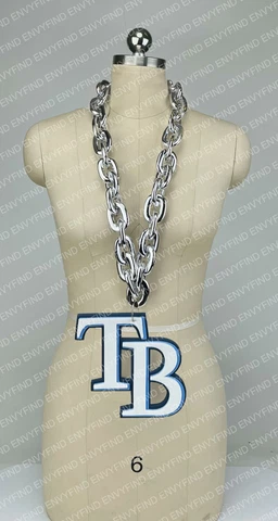 New MLB TAMPA BAY RAYS SILVER Jumbo Big Fan Chain Necklace Foam MI USA Cover