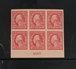 USA Scott # 482 Plate Block of 6 VF OG Hinged 2c Washington US Stamps Cat $30 - Picture 1 of 2