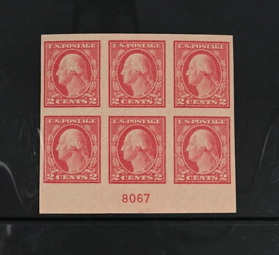 USA Scott # 482 Plate Block of 6 VF OG Hinged 2c Washington US Stamps Cat $30 - Image 1 of 2