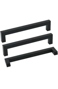 6 Pack Matte Black Square Bar Cabinet Pull Drawer Handle 6.25" Center 6.75" Long - Picture 1 of 5