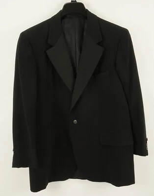 Chaqueta de esmoquin Oxxford 40S negra tejida de lana con solapa de grosgrain de un solo botón para hombre Foto 1 de 4