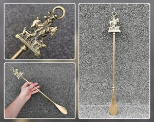 Vintage massiver Messing Schuhlöffel 19" lang, John Peel Horseback & Hounds Griff - Bild 1 von 10
