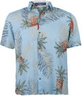 Tropical TIDHUS Pineapple ANANAS Palmblatt Shirt HAWAIIHEMD Hellblau Rockabilly