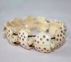 Ancien bracelet en perles de tortue colorées sculptées à la main en os bovin collection cadeau