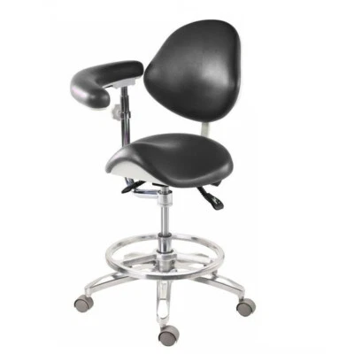 Ergonomic Dental Stool with Armrest Height Adjustable Assistant Dentist Chair PU - Image 1 of 4