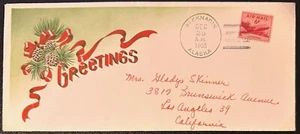 US #C39 w Aleknagik, Alaska 1955 cncl with printed holiday letter mainly about*d - Picture 1 of 3