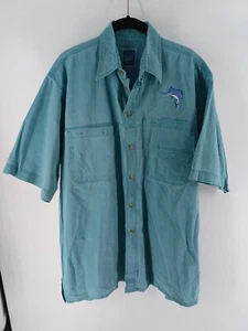 Bimini Bay Shirt Men's Large Green Fisherman Button-Up Embroidered Short Sleeve - Picture 1 of 9