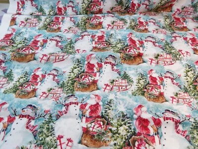 Susan Winget Cotton Fabric - Santa's Snowman - 1 1/2 Yard - C-622-H - Image 1 of 4