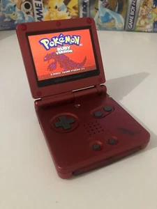 Gameboy Advance SP mit Backlit IPS V3 Screen Mod Groudon Shell Retro Pixel GBA - Bild 1 von 9