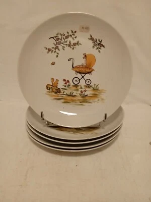 5 assiettes En Porcelaine " Landeau " Tess. Neuve De Stock Ancien - Photo 1/4