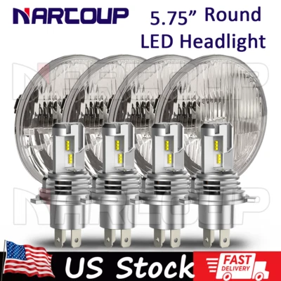 4X 5.75" 5-3/4 inch LED Headlights Round For Dodge Charger Coronet Dart Chrysler - Image 1 of 4