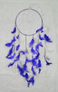 Fair Trade Beautiful 20cm White & Purple Dreamcatcher Handmade with Feathers - Picture 1 of 4