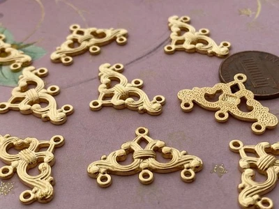 Dijes de 3 lazos de latón enchapado de lujo de 16 x 25 mm 8 Foto 1 de 2