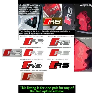 RS Bremssattel Aufkleber Sticker passend für Audi RS Style Bremssattel ab 5 Farbtypen x2 - Bild 1 von 2