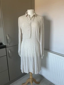 Numph Dress Nucortney Dress Size 10 Sand/ Cream And Blue Tea Dress - Picture 1 of 8