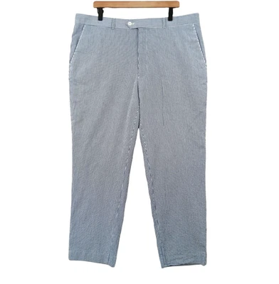 Pantalones Alan River Seersucker para hombre 40x28 (etiqueta 40x30) algodón a rayas costero Foto 1 de 4