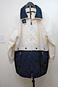 Women's Fleet Street Jacket L Blue / White Mid Length Zip Closure 2 Zip Pockets - Picture 1 of 6