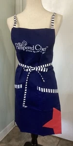 NEW Pampered Chef Consultant Exclusive Apron Blue Navy Red Star Old Logo RETIRED - Picture 1 of 5
