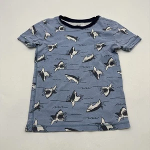 Gap Kids Sleep T-Shirt Youth Boy Size 10 Aop Sharks Blue ..#26728 - Picture 1 of 7