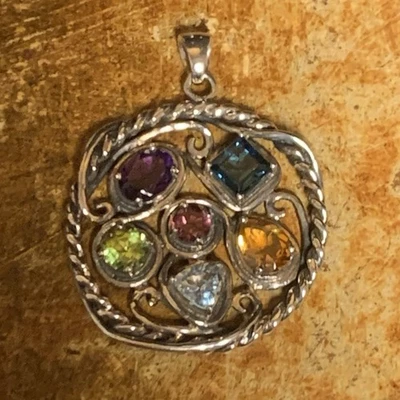 PZ Israel Sterling and Multi Gemstone Pendant - Image 1 of 4
