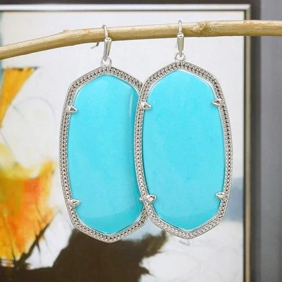 Pendientes Kendra Scott Danielle tono plata turquesa nuevos sin etiquetas Foto 1 de 4