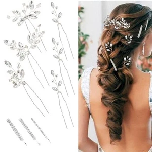 Wedding Hair Accessories Bride Pearl Rhinestone Hair Pins Bridal Hair New - Picture 1 of 6